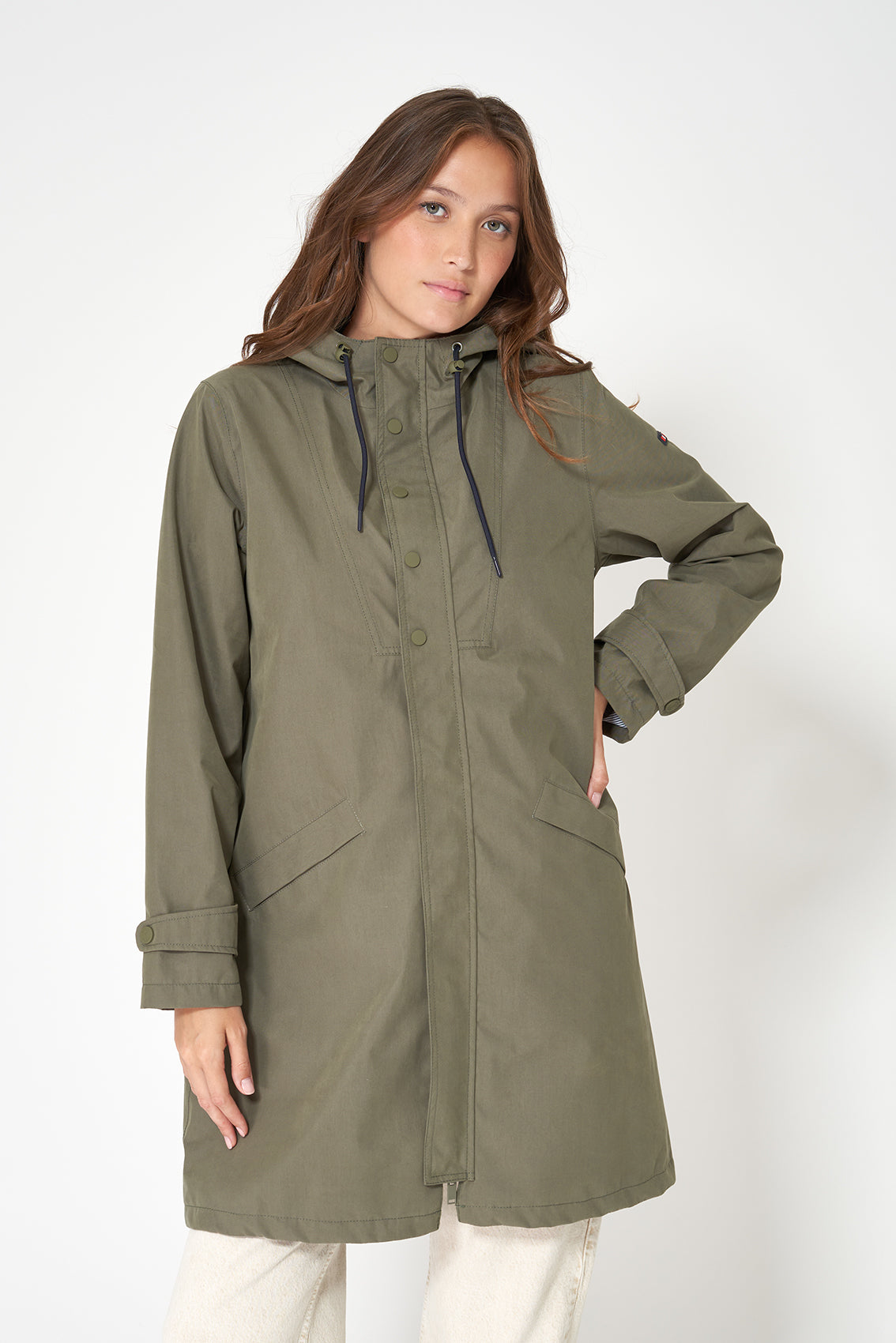 Chaqueta larga de algodón 100% impermeable