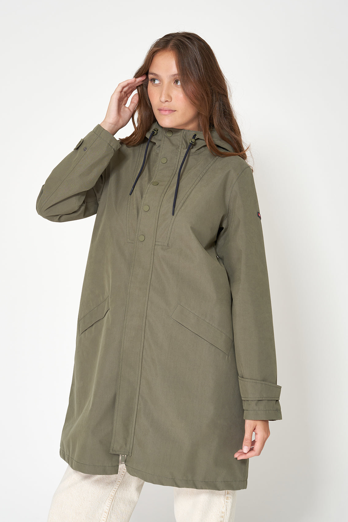 Chaqueta larga de algodón 100% impermeable