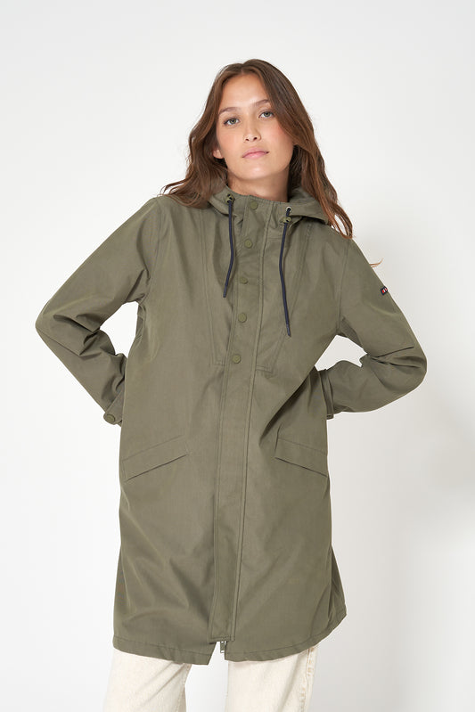 Chaqueta larga de algodón 100% impermeable