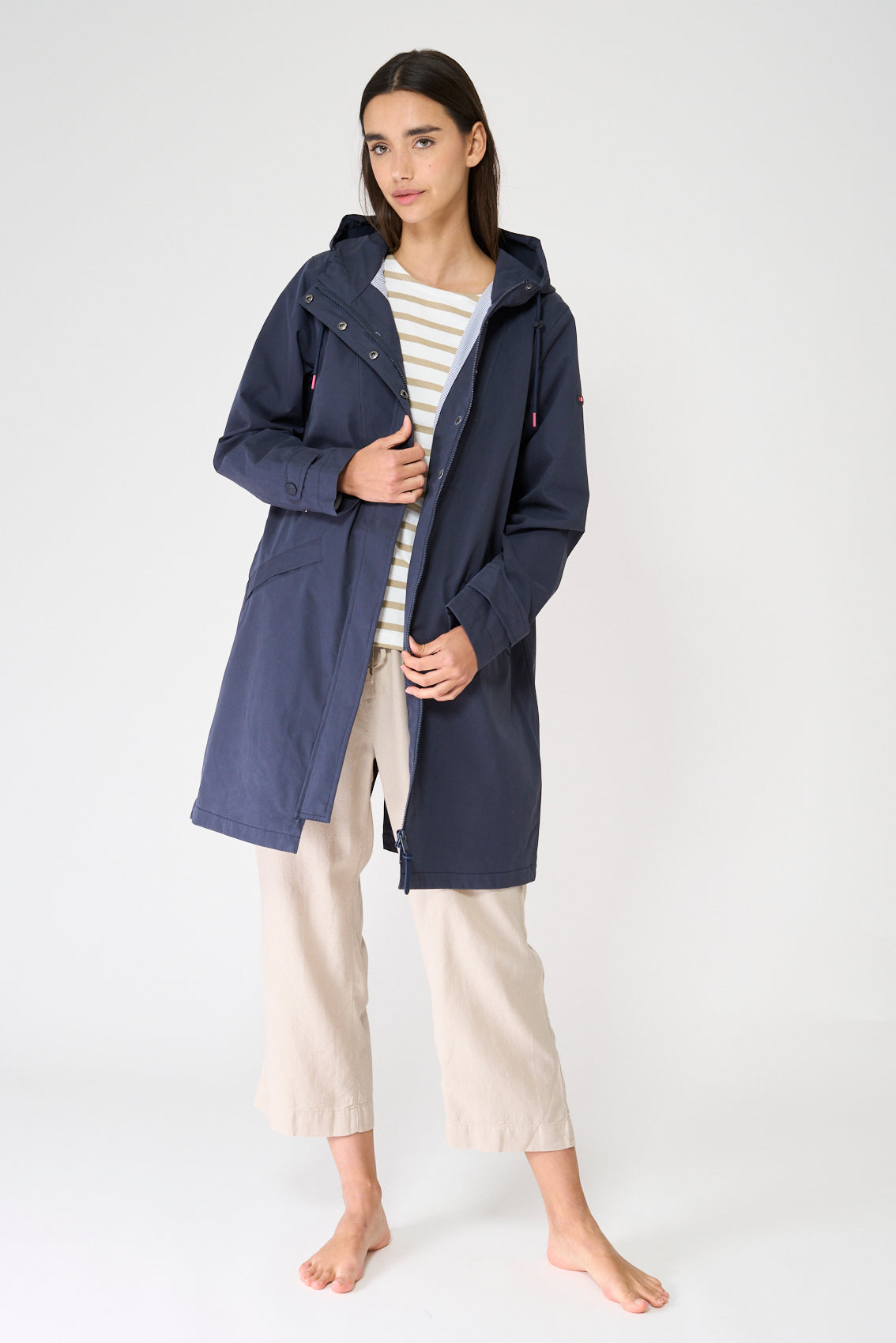 Chaqueta larga de algodón 100% impermeable