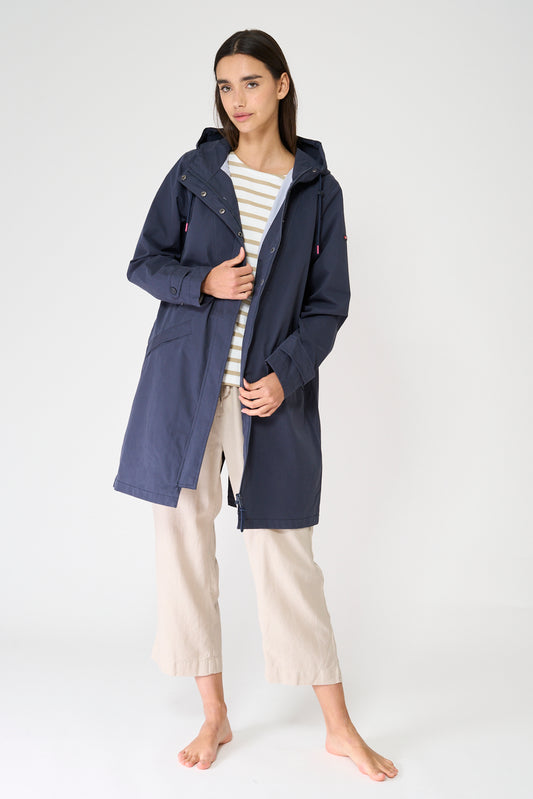 Chaqueta larga de algodón 100% impermeable