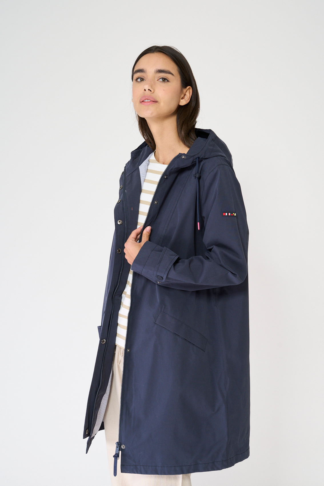 Chaqueta larga de algodón 100% impermeable