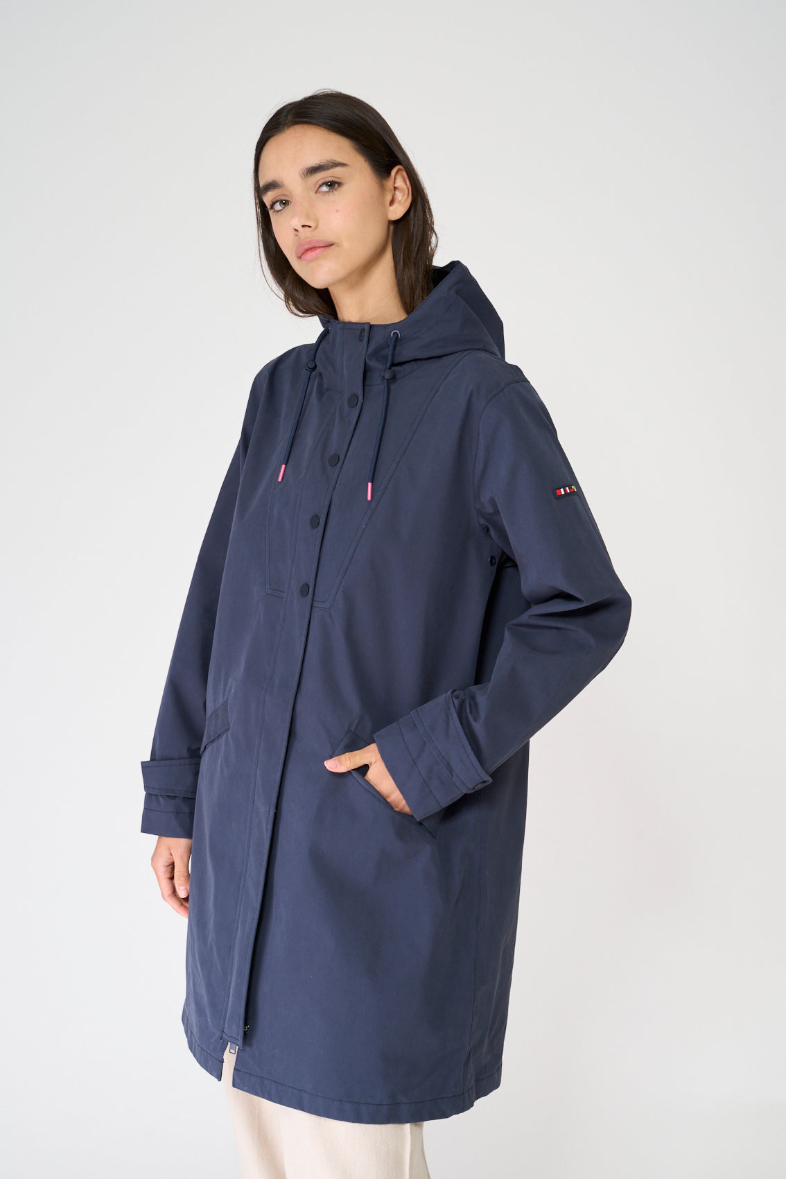 Chaqueta larga de algodón 100% impermeable