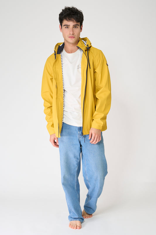 Chubasquero marinero con forro de algodón a rayas