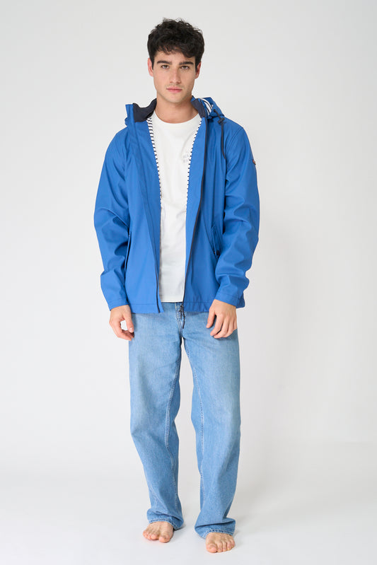 Chubasquero marinero con forro de algodón a rayas