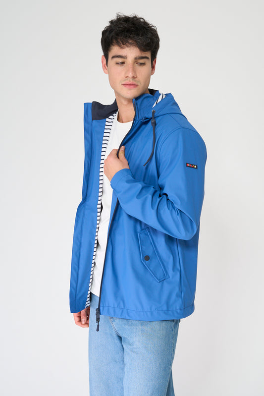 Chubasquero marinero con forro de algodón a rayas