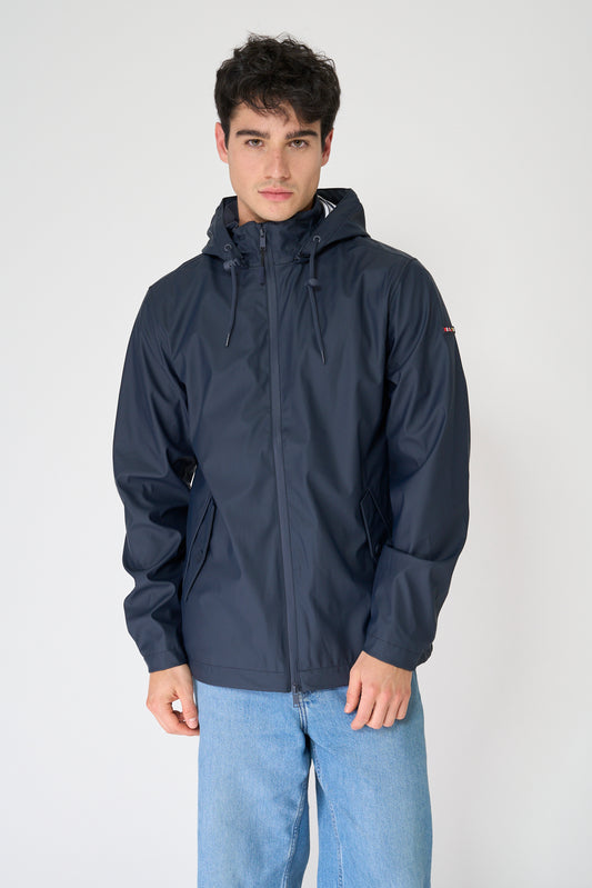 Chubasquero marinero con forro de algodón a rayas