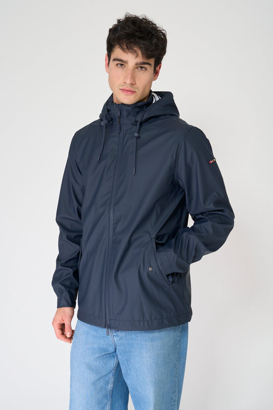 Chubasquero marinero con forro de algodón a rayas