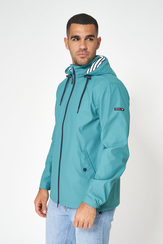 Chubasquero marinero con forro de algodón a rayas