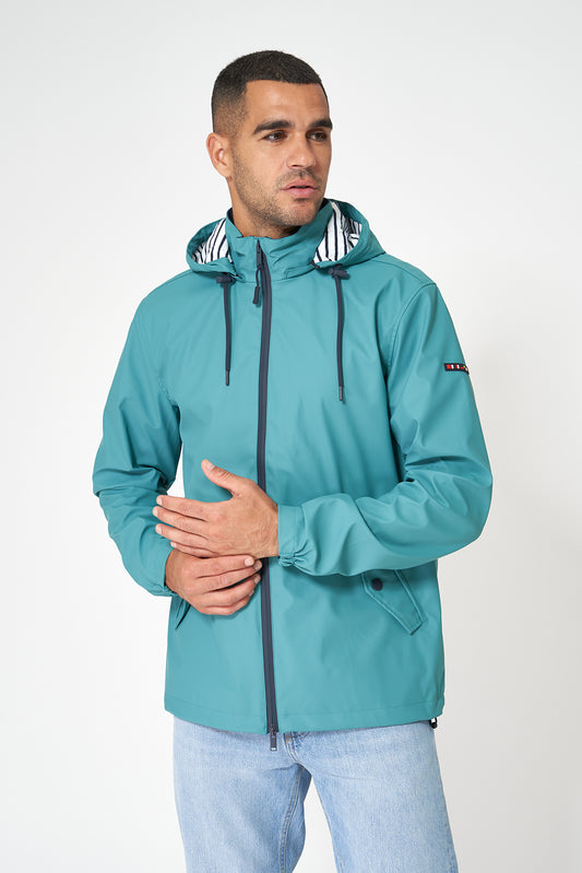 Chubasquero marinero con forro de algodón a rayas