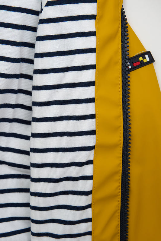 Chubasquero de bebé bolsillos cangrejo y forro algodón a rayas