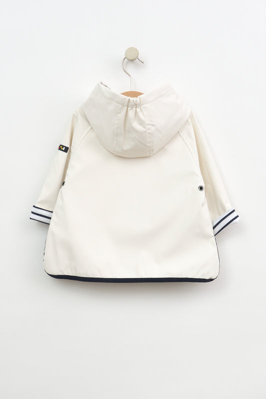 Chubasquero de bebé bolsillos cangrejo y forro algodón a rayas