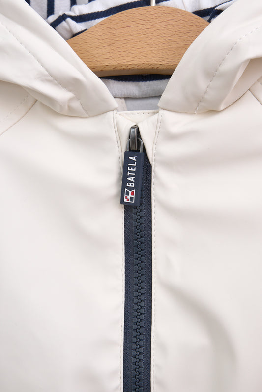 Chubasquero de bebé bolsillos cangrejo y forro algodón a rayas