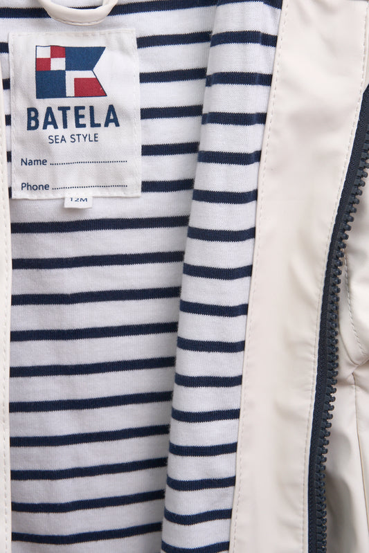 Chubasquero de bebé bolsillos cangrejo y forro algodón a rayas