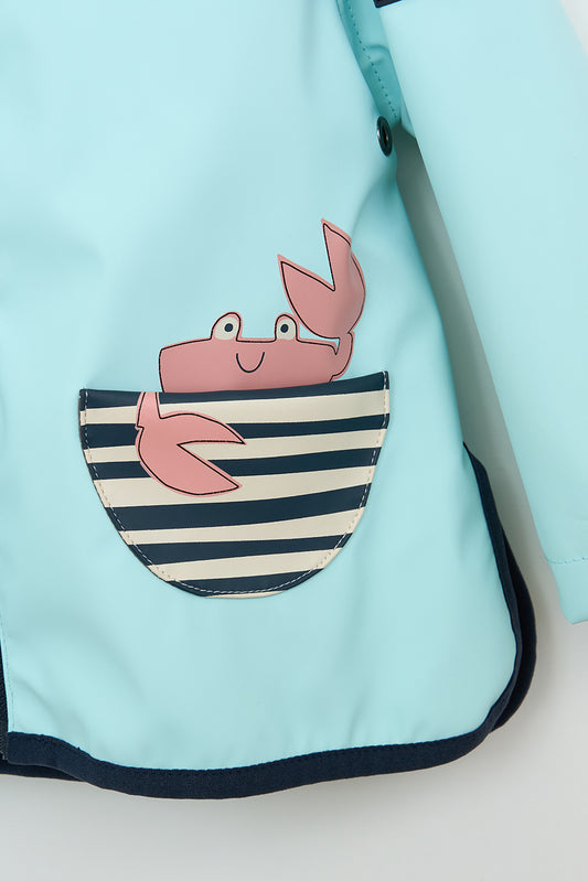 Chubasquero de bebé bolsillos cangrejo y forro algodón a rayas