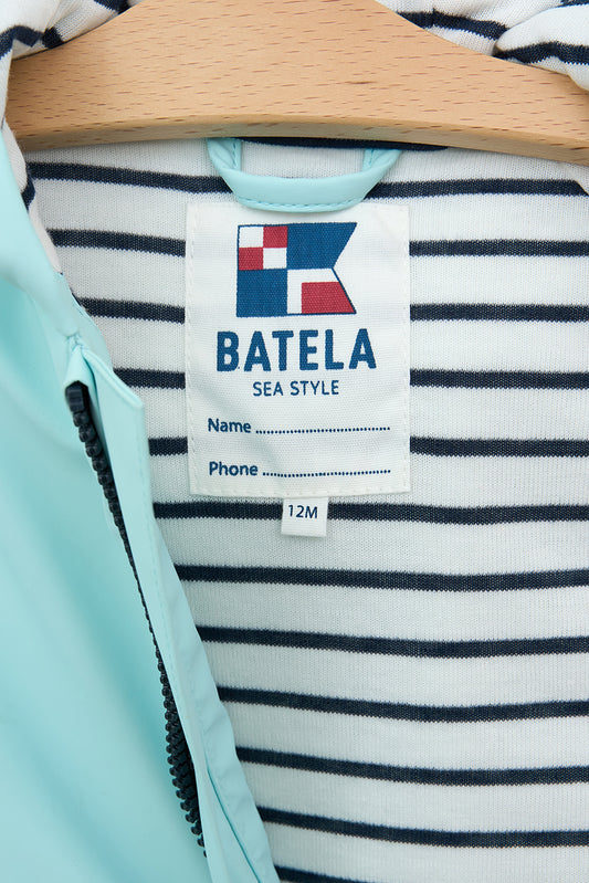 Chubasquero de bebé bolsillos cangrejo y forro algodón a rayas