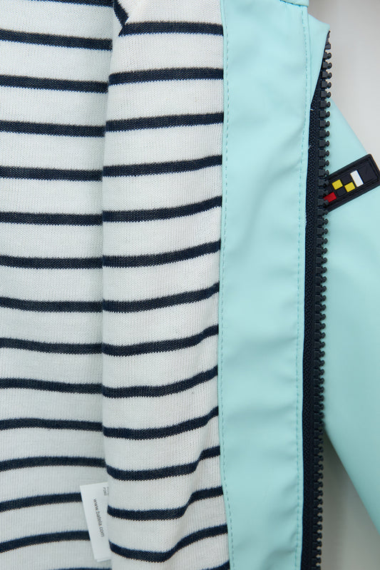 Chubasquero de bebé bolsillos cangrejo y forro algodón a rayas