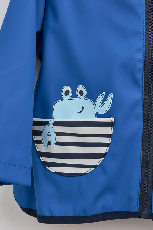 Chubasquero de bebé bolsillos cangrejo y forro algodón a rayas