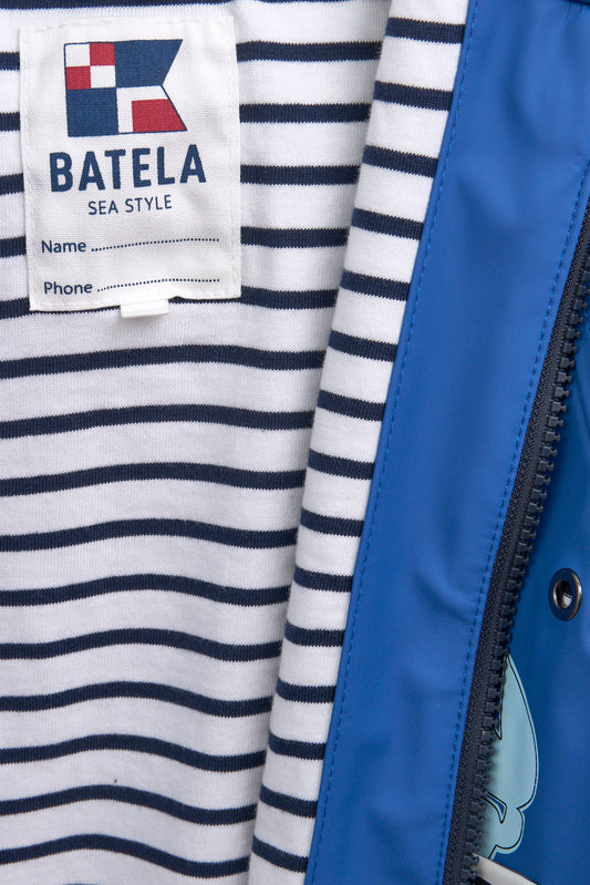 Chubasquero de bebé bolsillos cangrejo y forro algodón a rayas