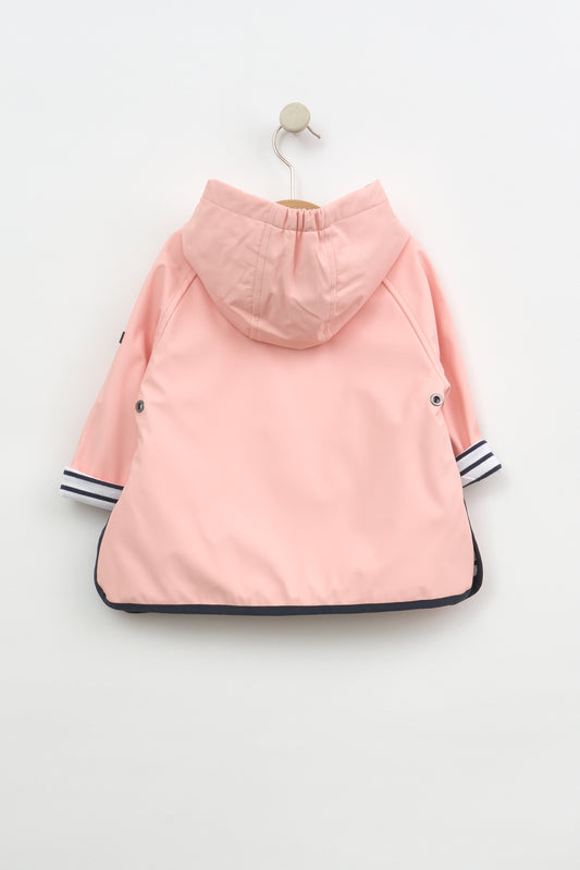 Chubasquero de bebé bolsillos cangrejo y forro algodón a rayas