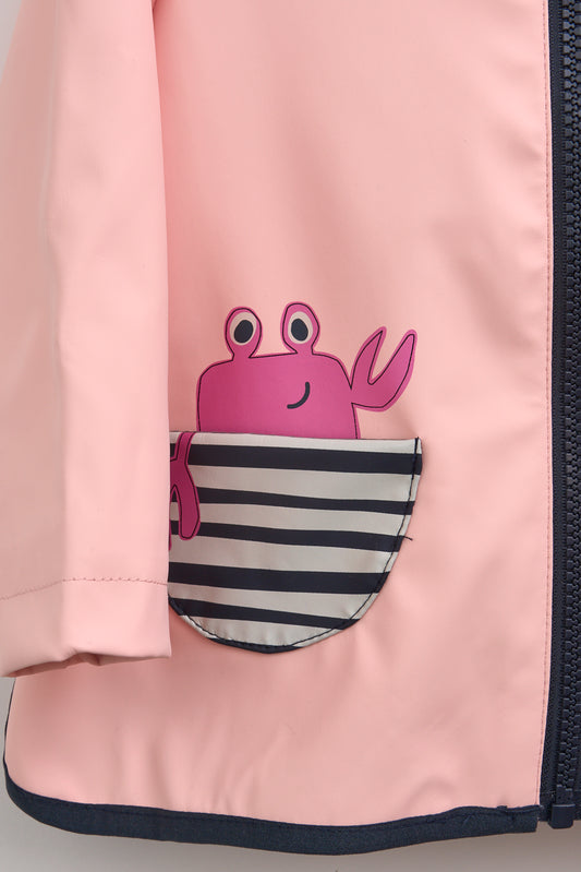 Chubasquero de bebé bolsillos cangrejo y forro algodón a rayas