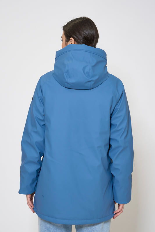 Polyurethane raincoat with striped lining