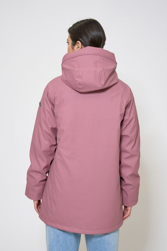 Polyurethane raincoat with striped lining