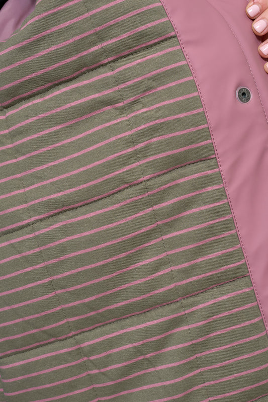 Polyurethane raincoat with striped lining