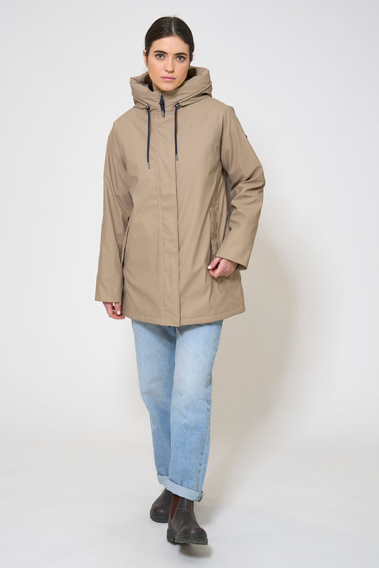 Polyurethane raincoat with striped lining