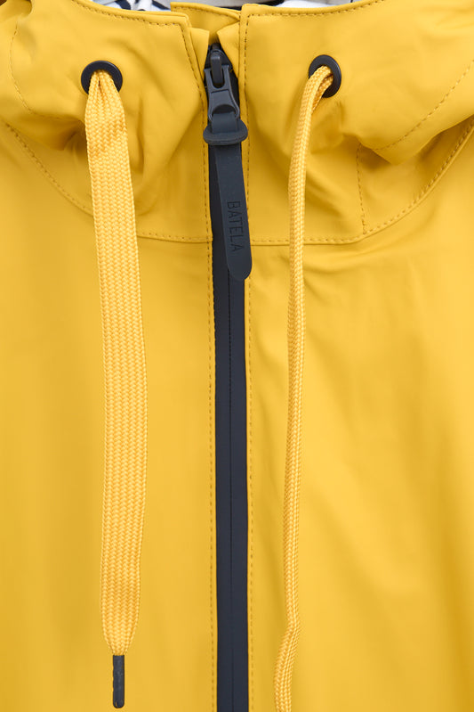 100% waterproof rain jacket with striped lining