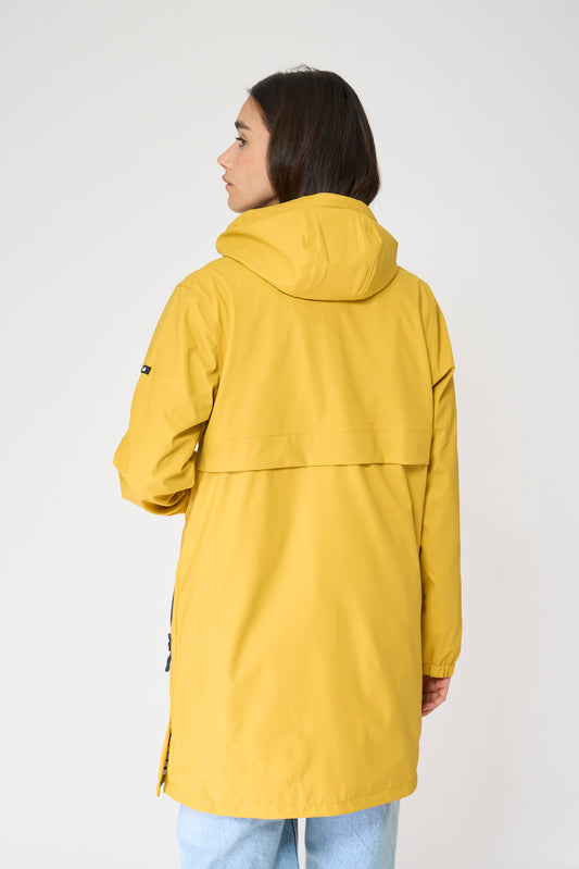 100% waterproof rain jacket with striped lining