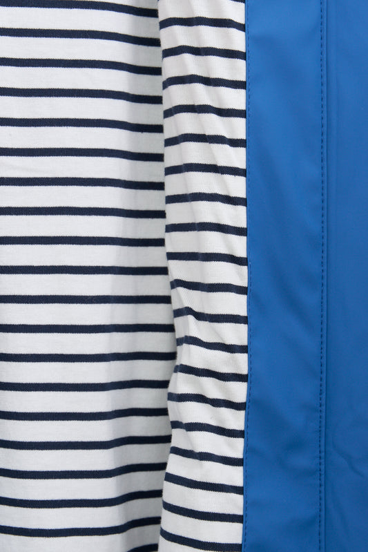 100% waterproof rain jacket with striped lining