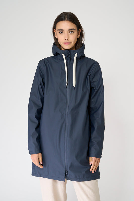 100% waterproof rain jacket with striped lining