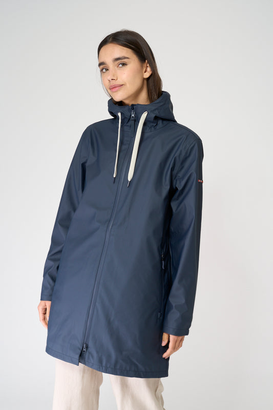 100% waterproof rain jacket with striped lining