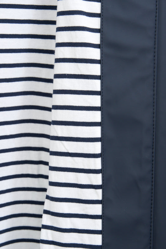 100% waterproof rain jacket with striped lining