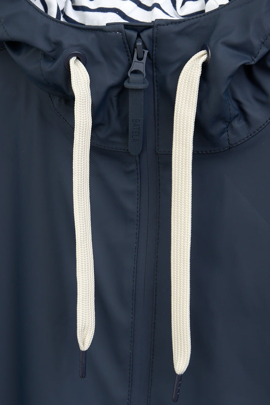 100% waterproof rain jacket with striped lining