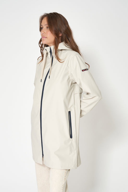 100% waterproof rain jacket with striped lining
