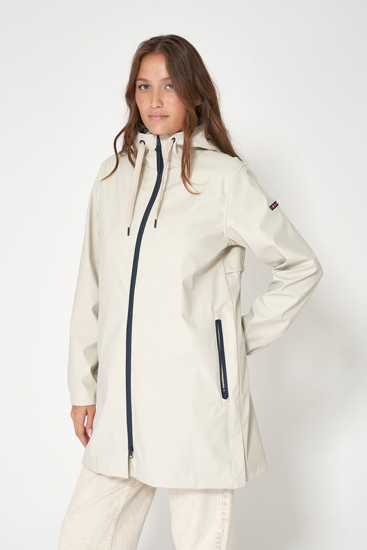 100% waterproof rain jacket with striped lining