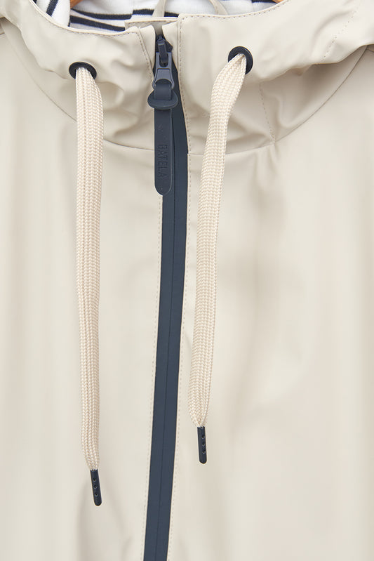 100% waterproof rain jacket with striped lining