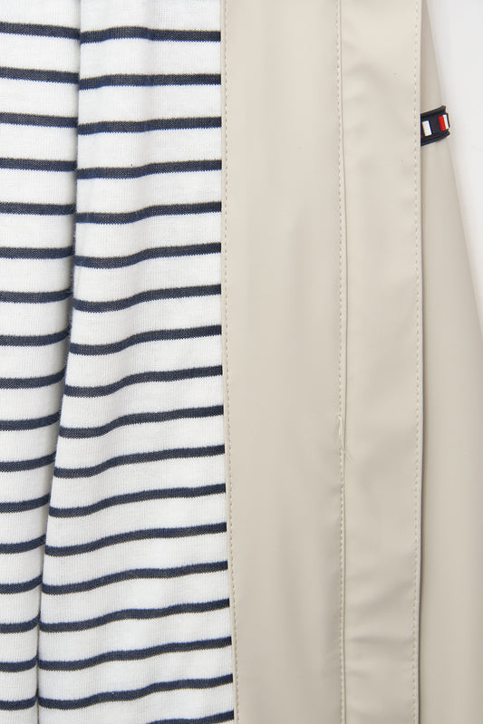 100% waterproof rain jacket with striped lining