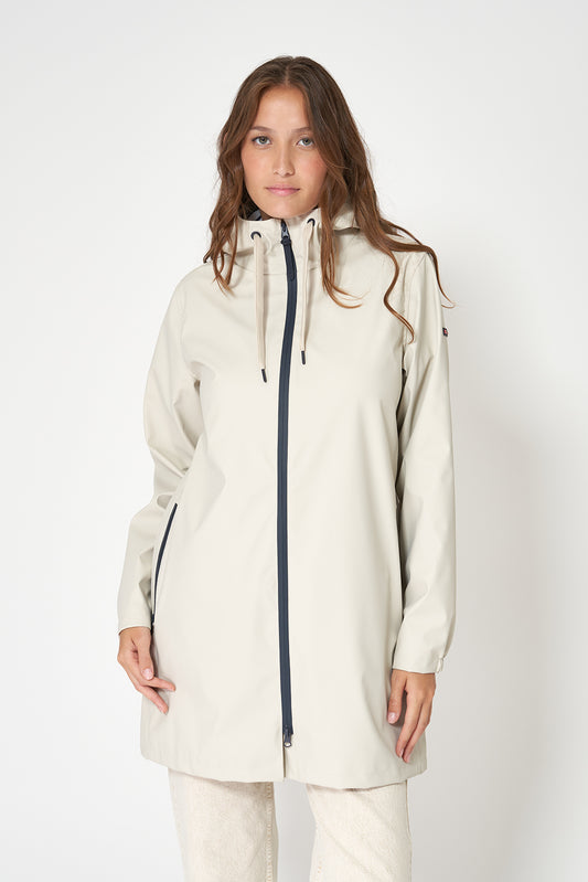 100% waterproof rain jacket with striped lining