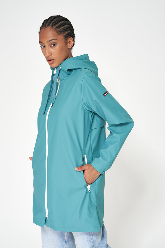 100% waterproof rain jacket with striped lining