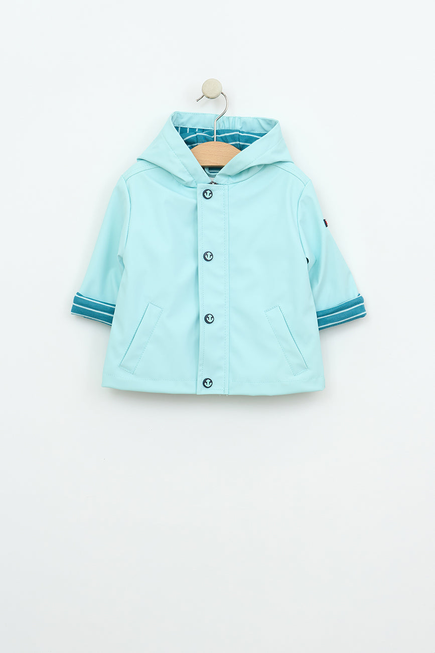 Chubasquero bebé marinero con forro a rayas