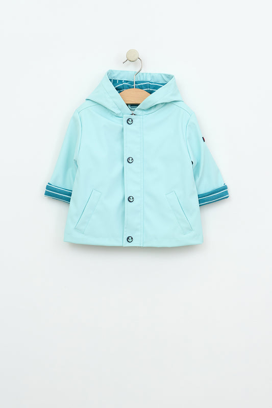 Chubasquero bebé marinero con forro a rayas