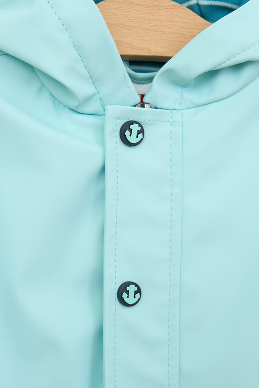 Chubasquero bebé marinero con forro a rayas