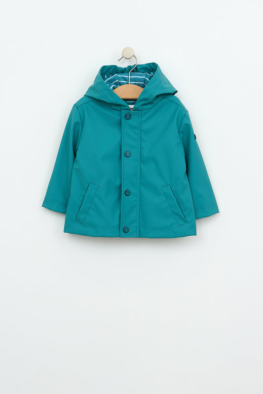 Chubasquero bebé marinero con forro a rayas