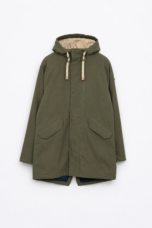 100% waterproof cotton coat with sherpa lining