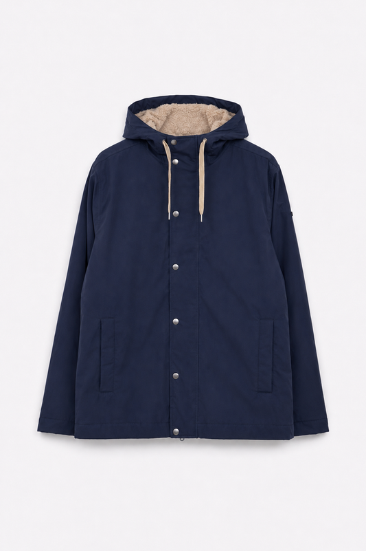100% waterproof cotton jacket with a sherpa lining