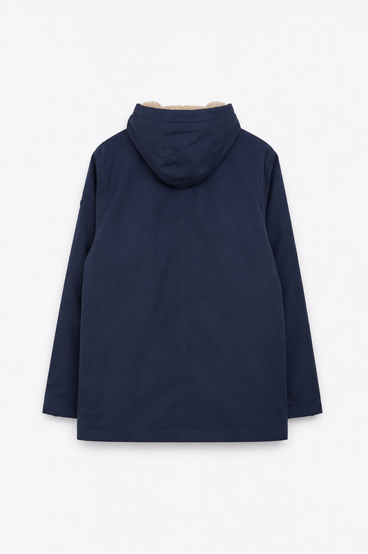 100% waterproof cotton jacket with a sherpa lining