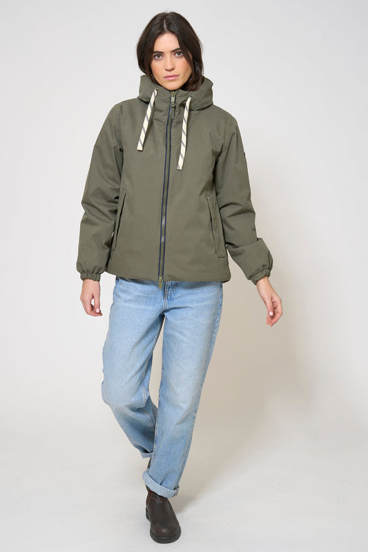 100% waterproof cotton jacket with a short-pile lining